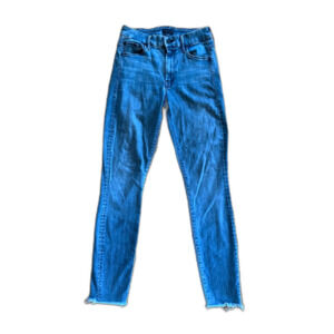 MOTHER Denim Blue High Waisted Looker Ankle Fray Blackbird Jeans Women's Size 25